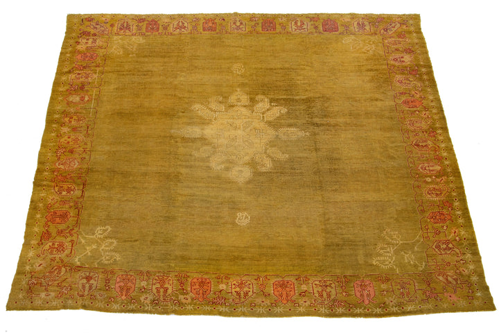 Antique Turkish Oushak Square Wool Rug 13 X 13