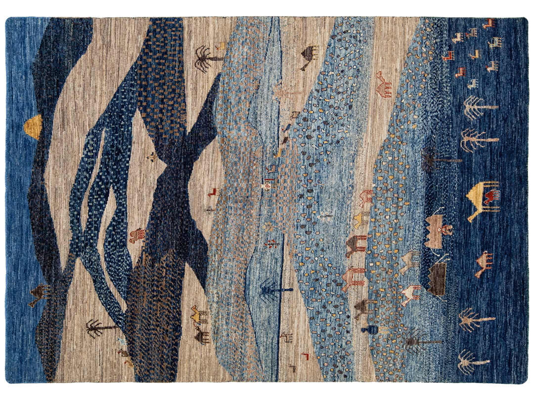 Modern Gabbeh Wool Rug 5 X 7