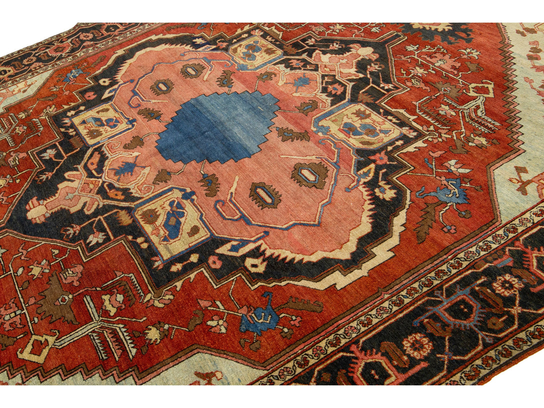 Antique Serapi Wool Rug 9 X 11