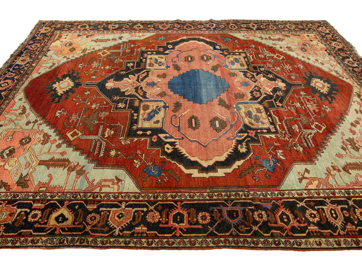 Antique Serapi Wool Rug 9 X 11