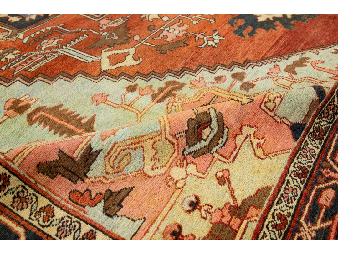 Antique Serapi Wool Rug 9 X 11