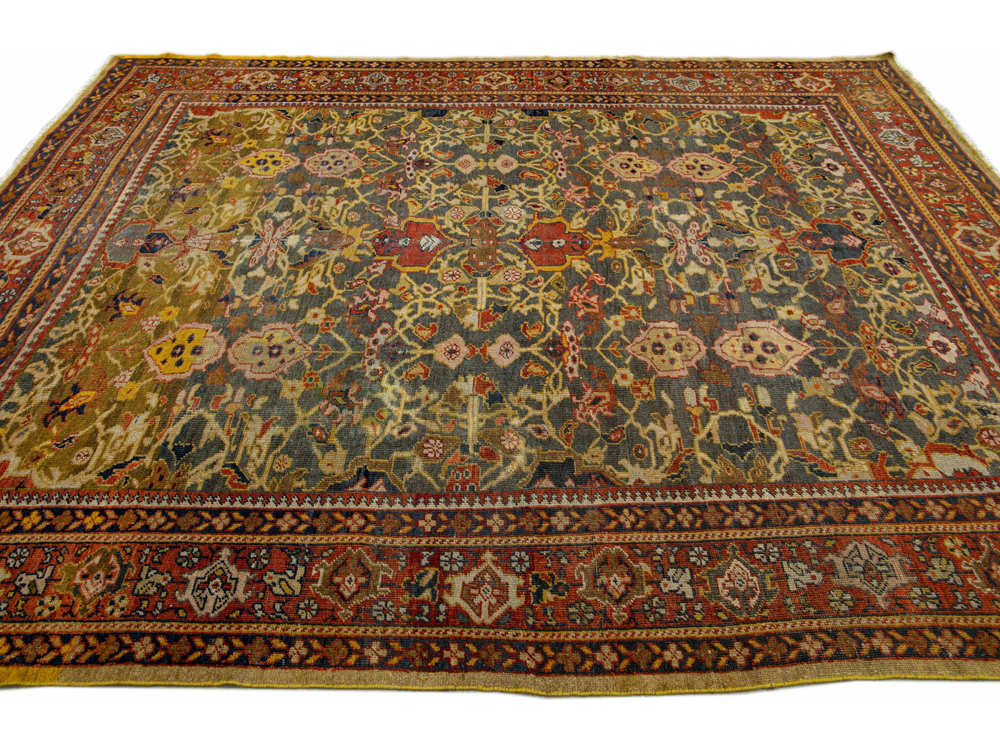 Antique Sultanabad Wool Rug 9 X 11