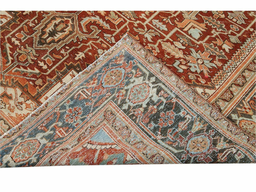 Antique Heriz Persian Wool Rug 9 X 12