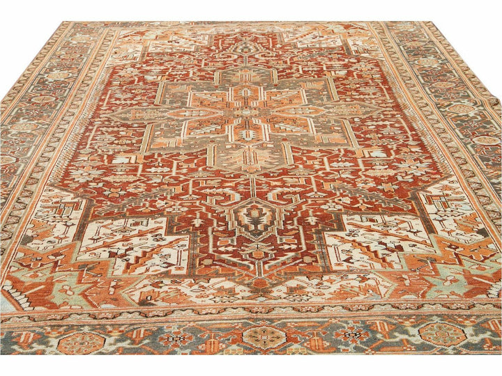 Antique Heriz Persian Wool Rug 9 X 12
