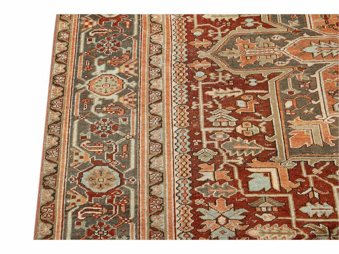 Antique Heriz Persian Wool Rug 9 X 12
