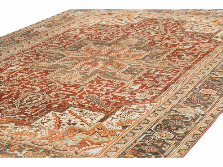 Antique Heriz Persian Wool Rug 9 X 12
