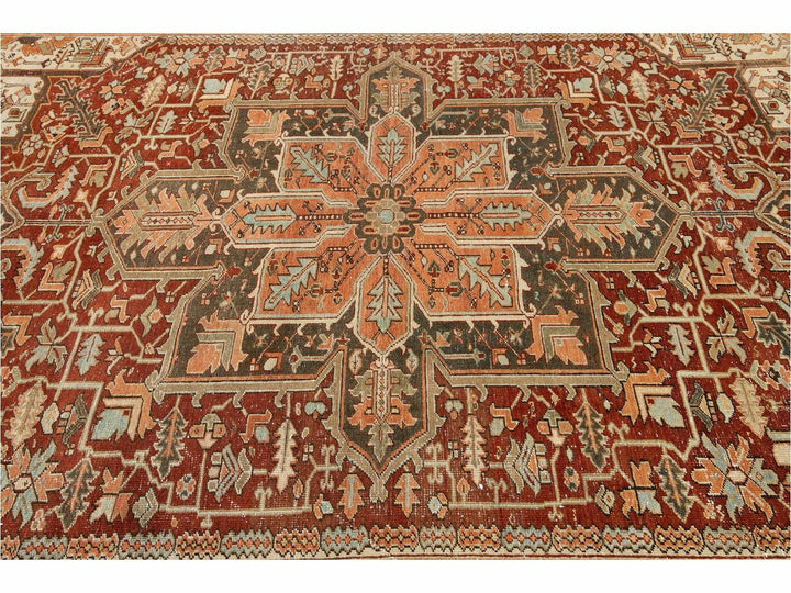 Antique Heriz Persian Wool Rug 9 X 12