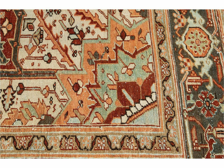 Antique Heriz Persian Wool Rug 9 X 12
