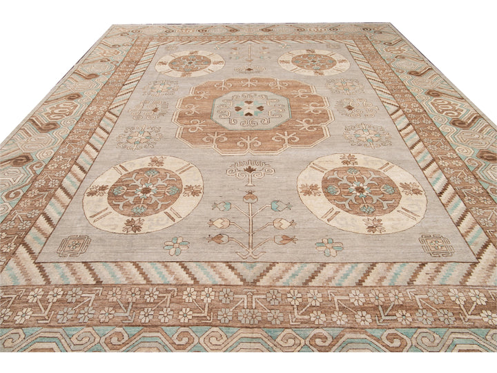 Modern Khotan Style Wool Rug 12 X 15
