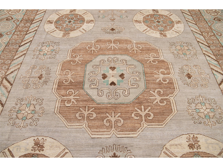 Modern Khotan Style Wool Rug 12 X 15