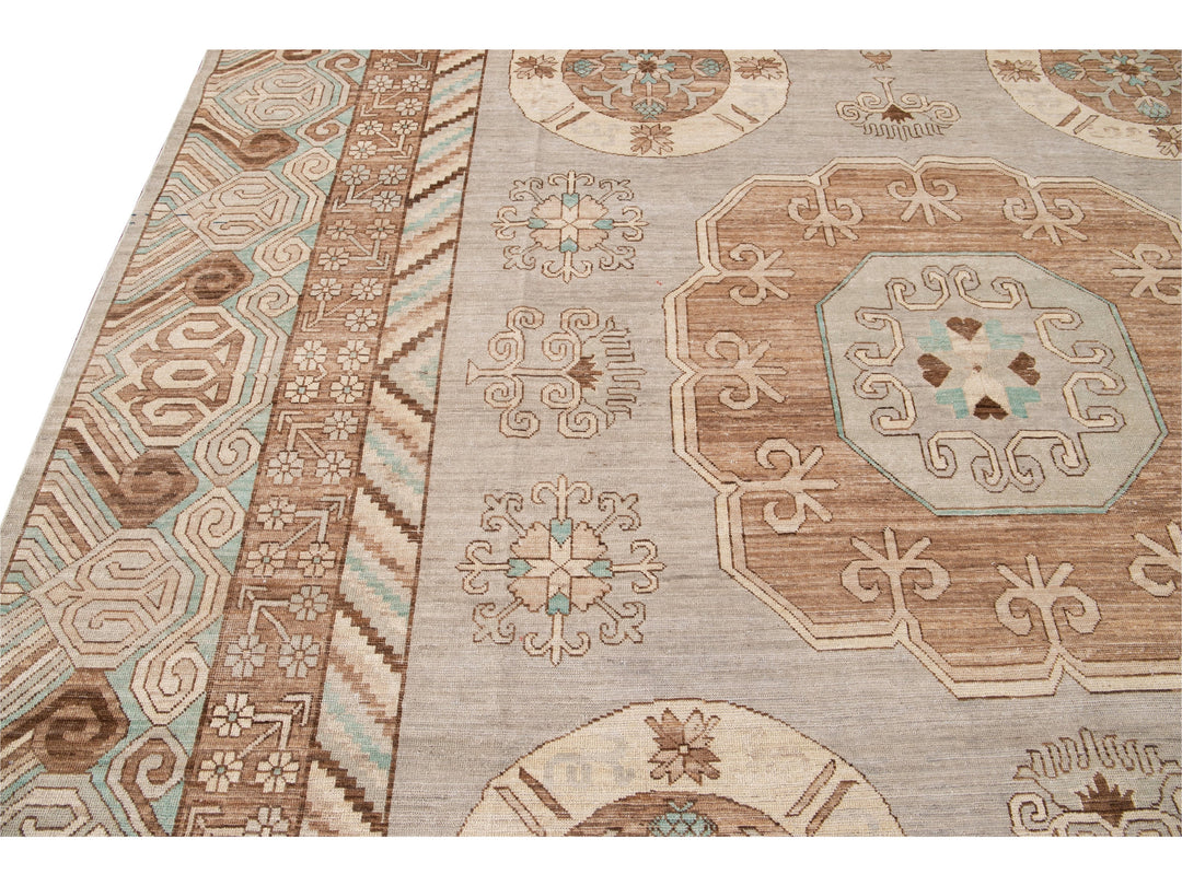 Modern Khotan Style Wool Rug 12 X 15