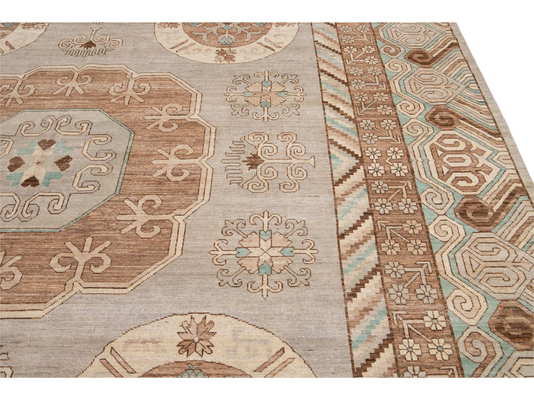 Modern Khotan Style Wool Rug 12 X 15
