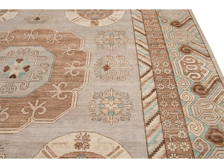 Modern Khotan Style Wool Rug 12 X 15