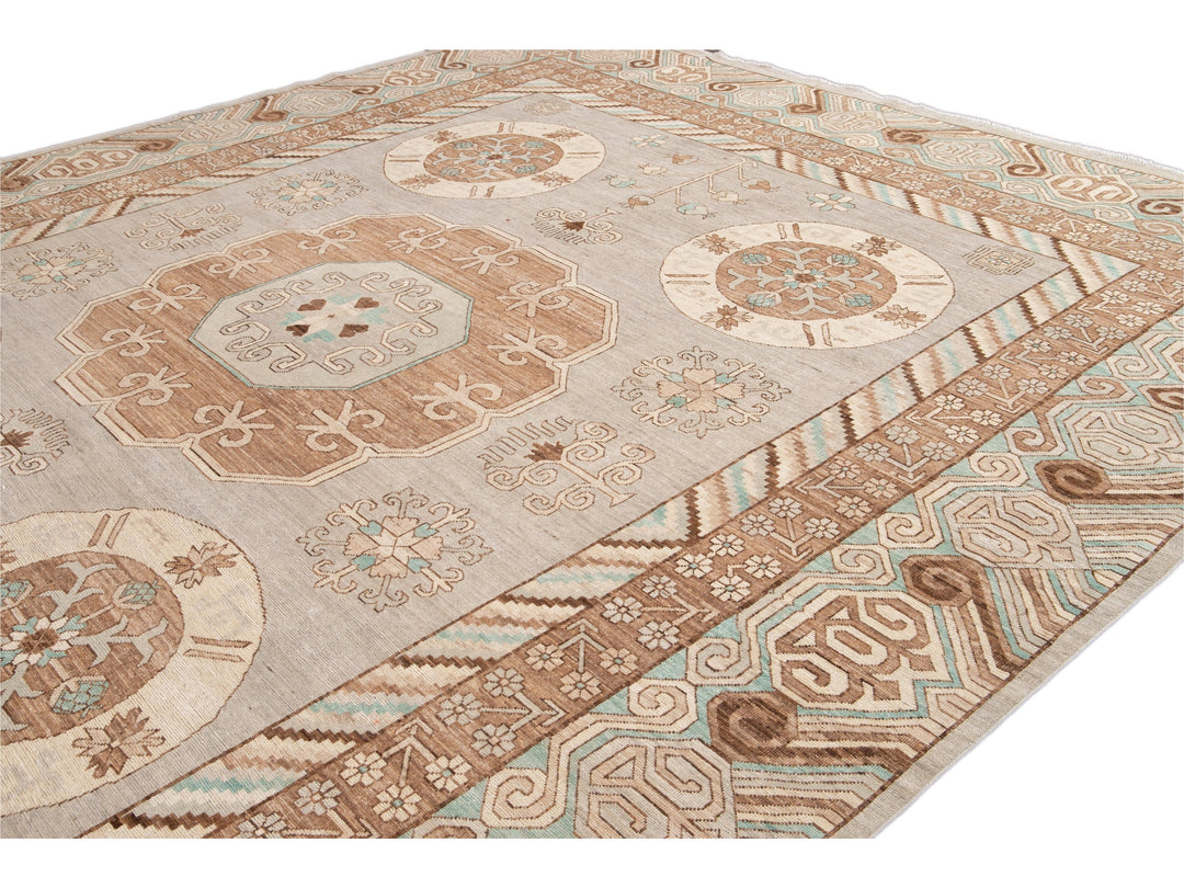 Modern Khotan Style Wool Rug 12 X 15