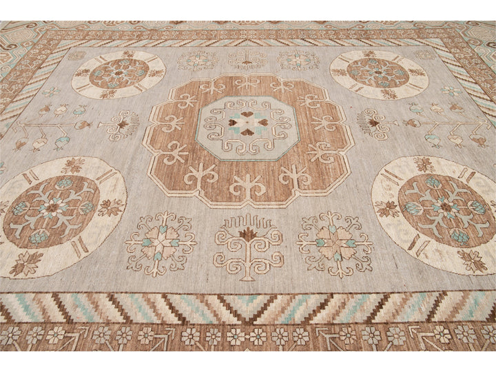 Modern Khotan Style Wool Rug 12 X 15