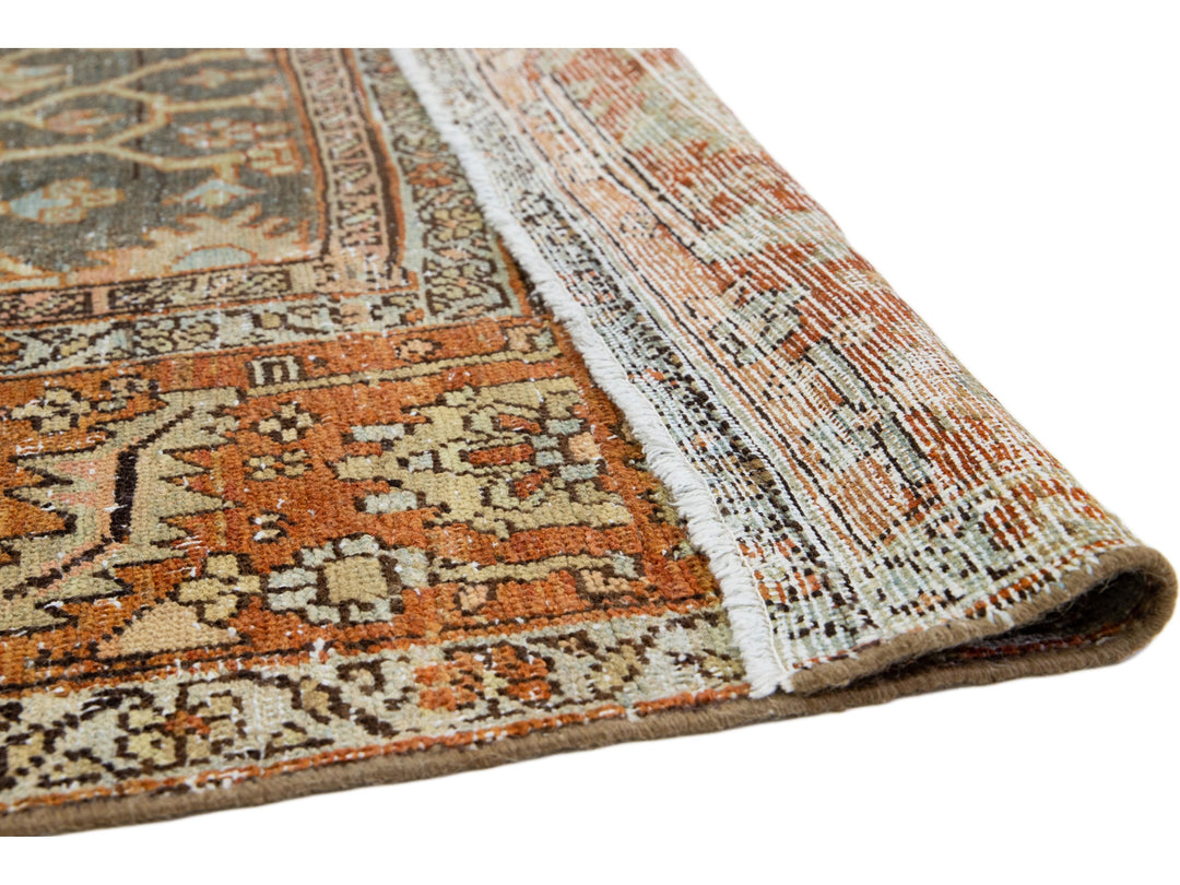 Antique Heriz Wool Rug 9 X 12