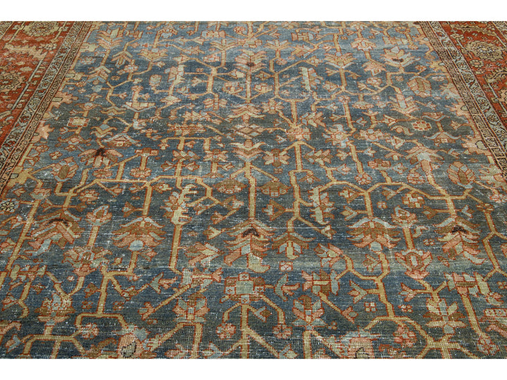 Antique Heriz Wool Rug 9 X 12