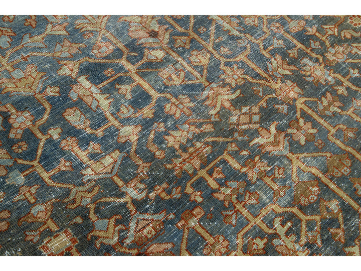 Antique Heriz Wool Rug 9 X 12