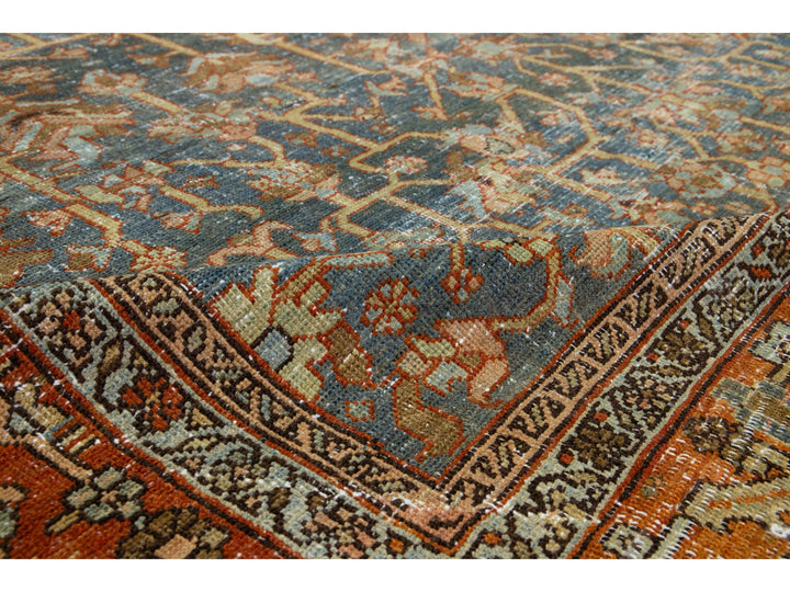 Antique Heriz Wool Rug 9 X 12