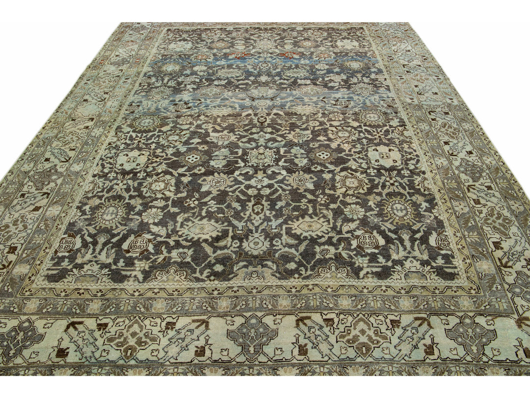 Antique Heriz Wool Rug 9 X 11