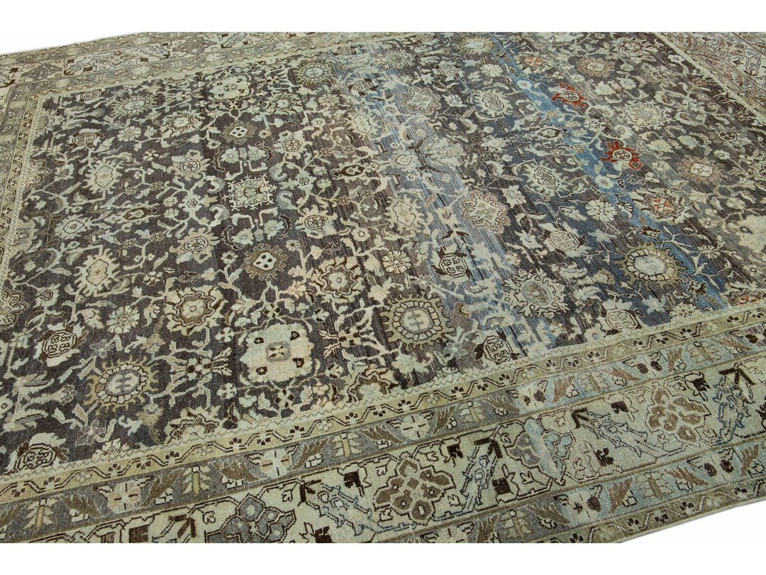 Antique Heriz Wool Rug 9 X 11