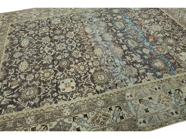 Antique Heriz Wool Rug 9 X 11