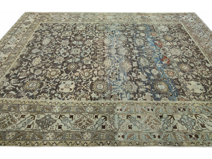 Antique Heriz Wool Rug 9 X 11