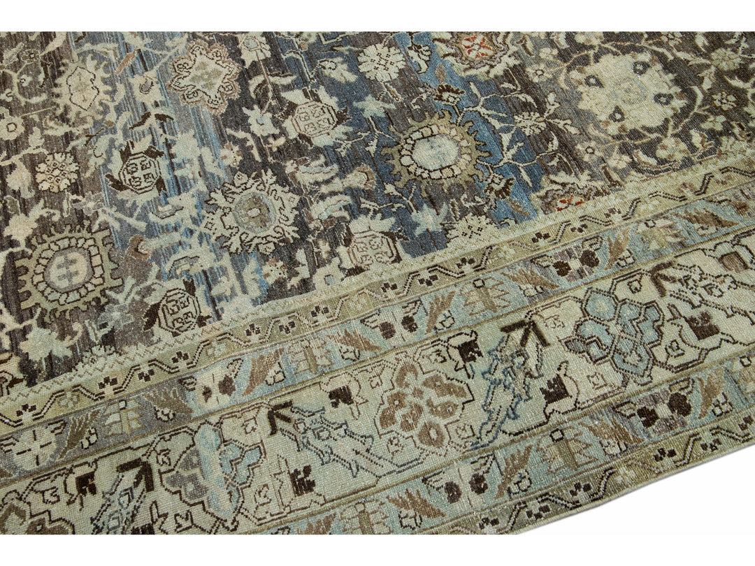 Antique Heriz Wool Rug 9 X 11