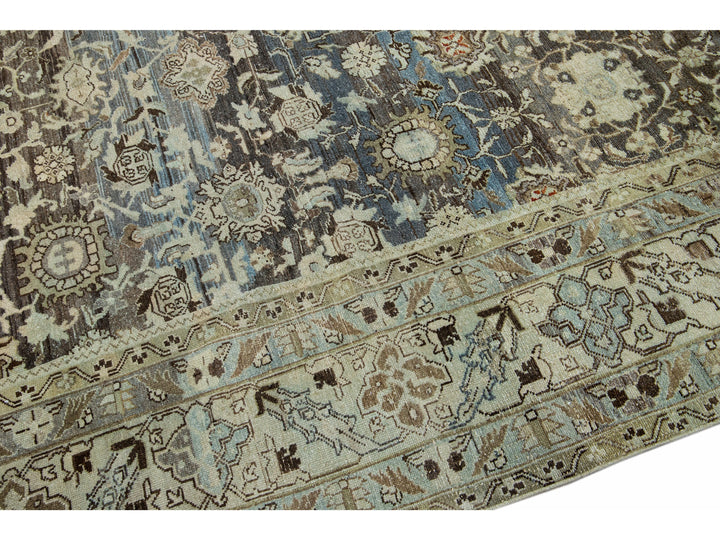 Antique Heriz Wool Rug 9 X 11