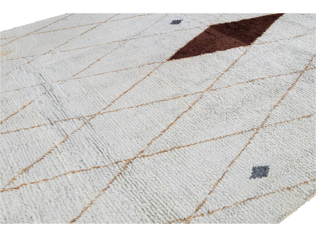 Modern Moroccan-Style Wool Rug 10 X 12