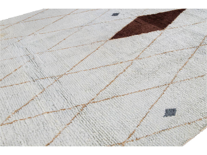 Modern Moroccan-Style Wool Rug 10 X 12