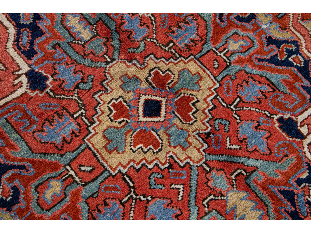 Antique Heriz Wool Rug 10 X 13