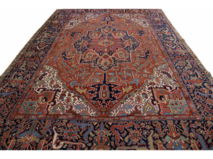 Antique Heriz Wool Rug 10 X 13