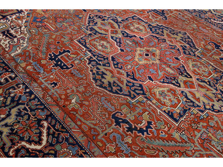 Antique Heriz Wool Rug 10 X 13