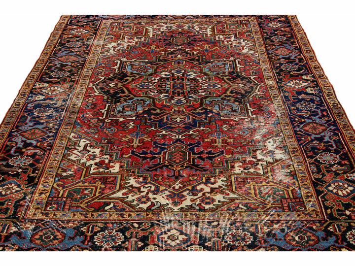 Antique Heriz Wool Rug 6 X 8