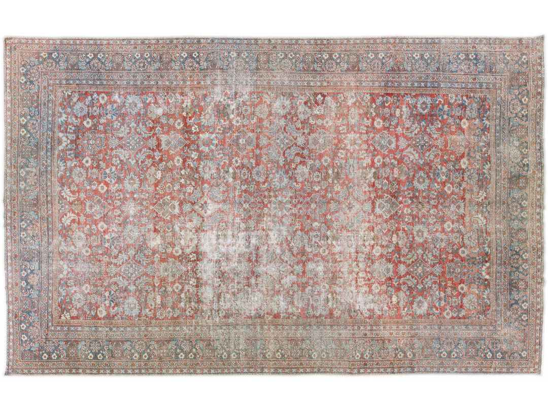 Antique Mahal Handmade Oversize Red Wool Rug With Allover Design