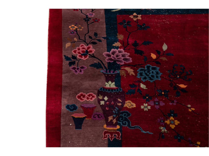 Antique Chinese Art Deco Wool Rug 10 X 14