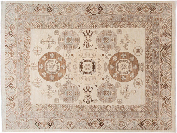 Modern Khotan Style Wool Rug 13 X 17