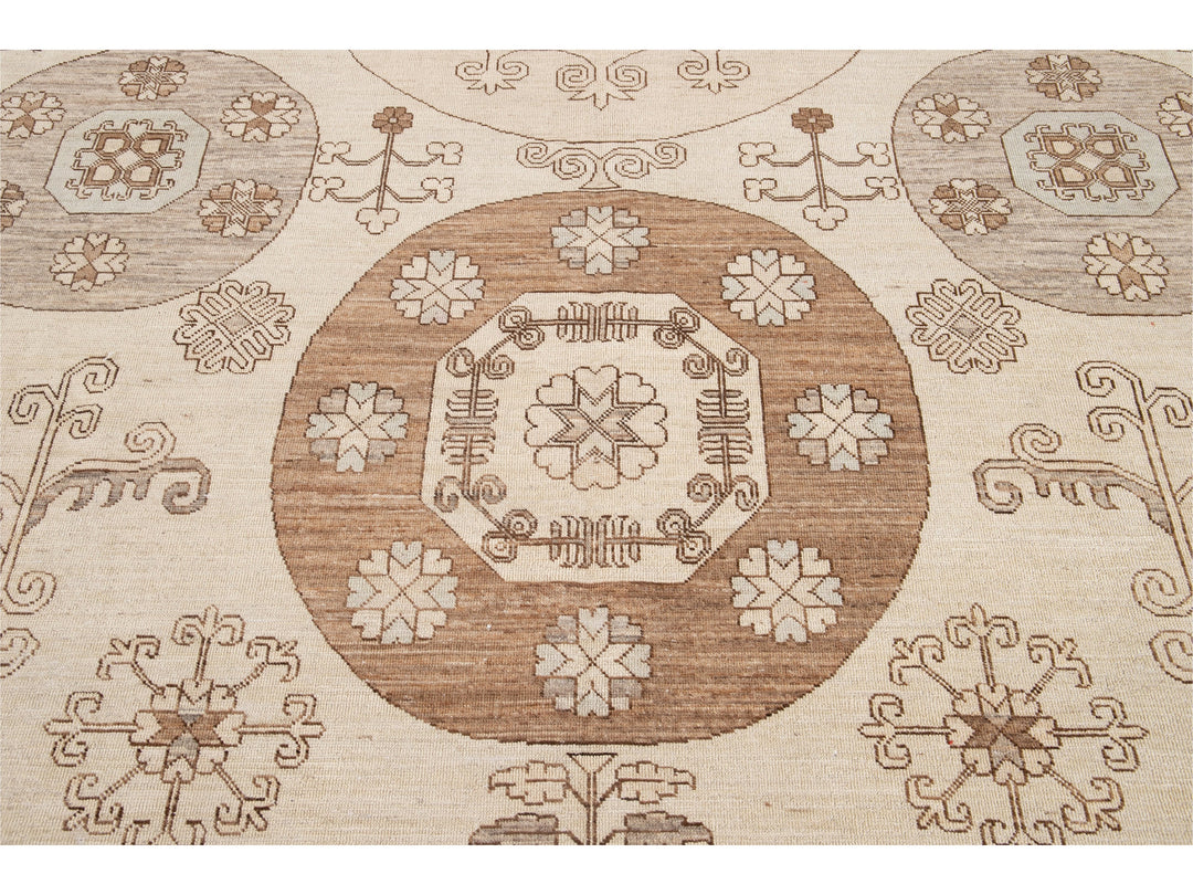 Modern Khotan Style Wool Rug 13 X 17