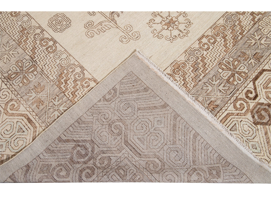 Modern Khotan Style Wool Rug 13 X 17