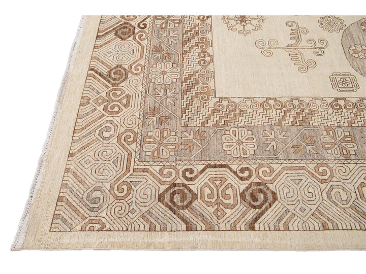 Modern Khotan Style Wool Rug 13 X 17