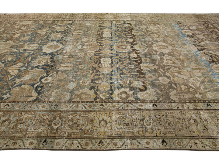 Antique Heriz Wool Rug 11 X 18