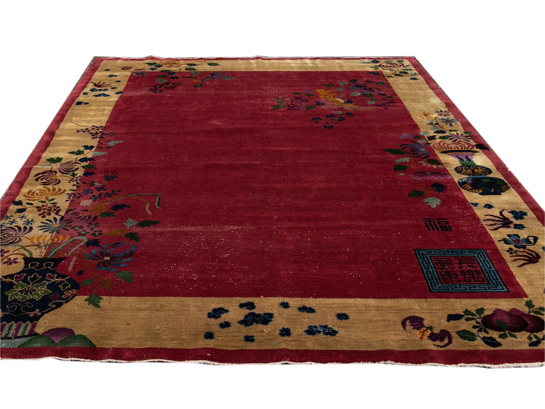 Antique Art Deco Chinese Rug 9 X 12