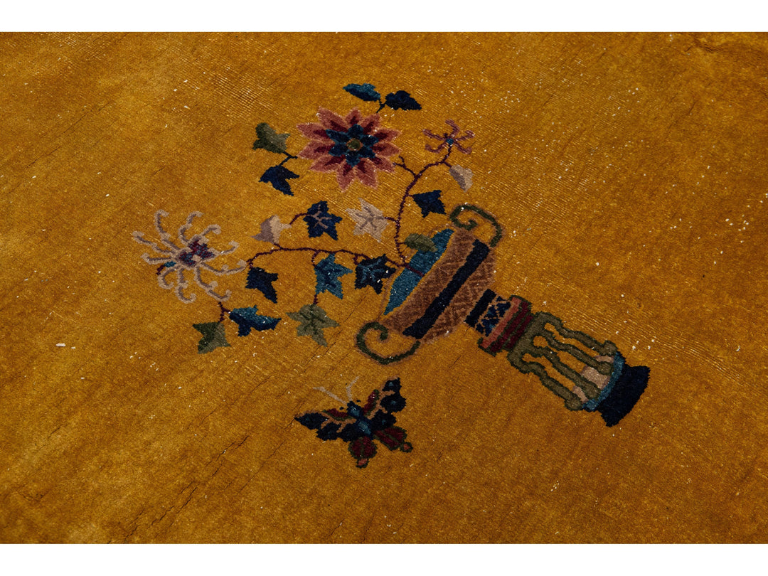 Antique Chinese Art Deco Wool Rug 12 X 21