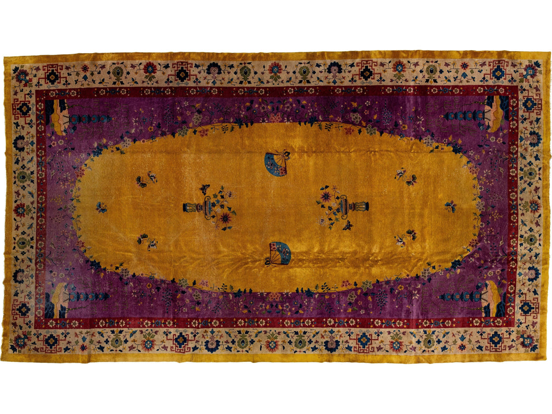 Antique Chinese Art Deco Wool Rug 12 X 21