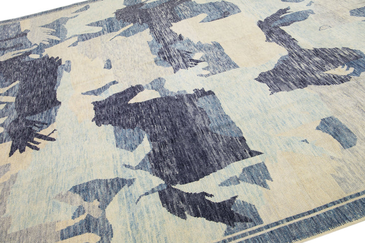 Modern Turkish Wool Rug 11 X 14