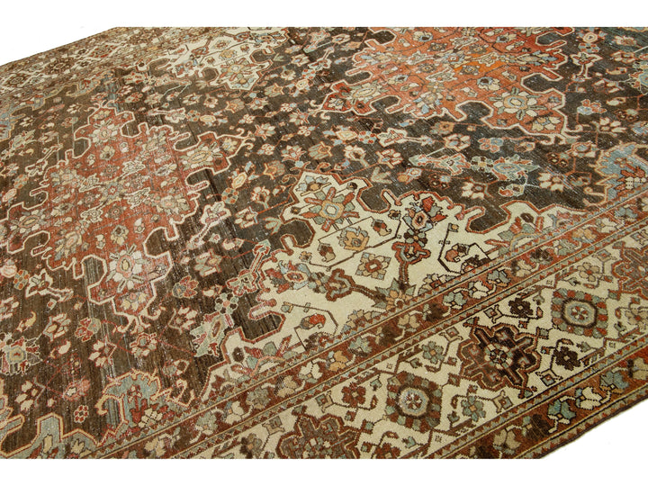 Antique Bakhtiari Wool Rug 11 X 14