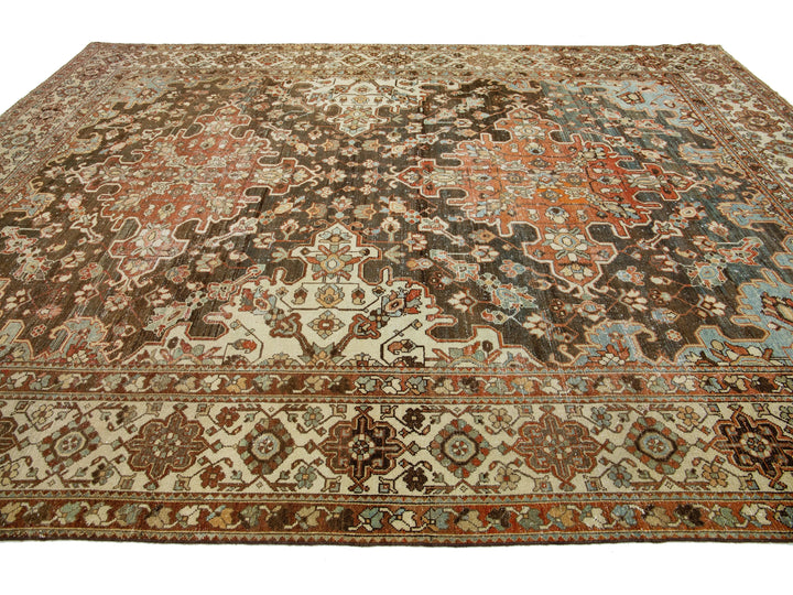 Antique Bakhtiari Wool Rug 11 X 14