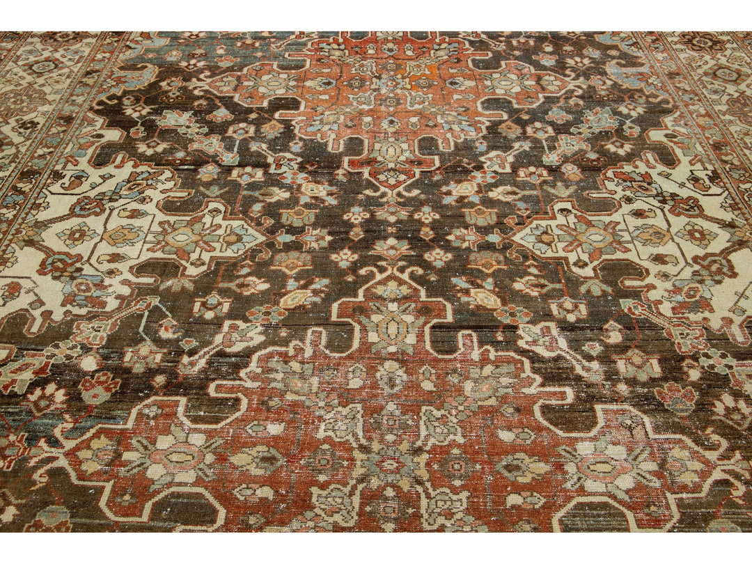 Antique Bakhtiari Wool Rug 11 X 14