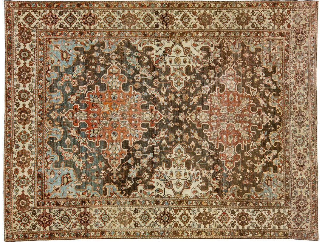 Antique Bakhtiari Wool Rug 11 X 14